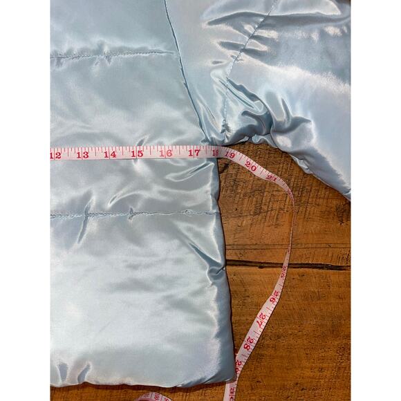 Womens Pretty Little Thing Ice Light Blue Cropped Warm Puffer Coat Size 6 - Picture 7 of 8